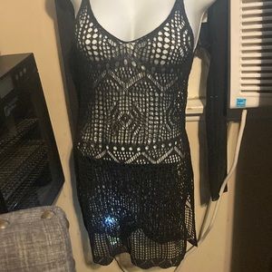 Black crochet dress/cover up